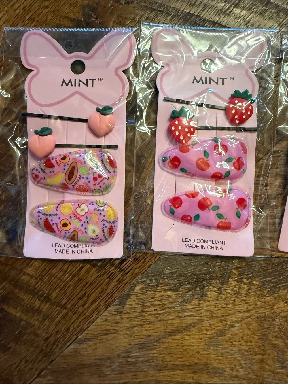 Mint Pink Kids Hair Clip Set - Strawberry, Avocado, Pineapple Designs